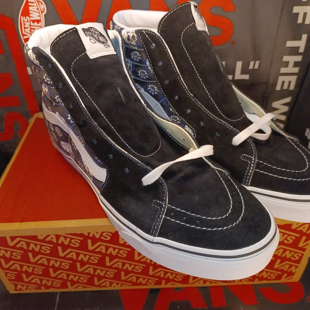 Vans Men's 12 Sk8-Hi Flash Skulls Canvas Suede Skate shoes Black VN0A4U3C1HJ